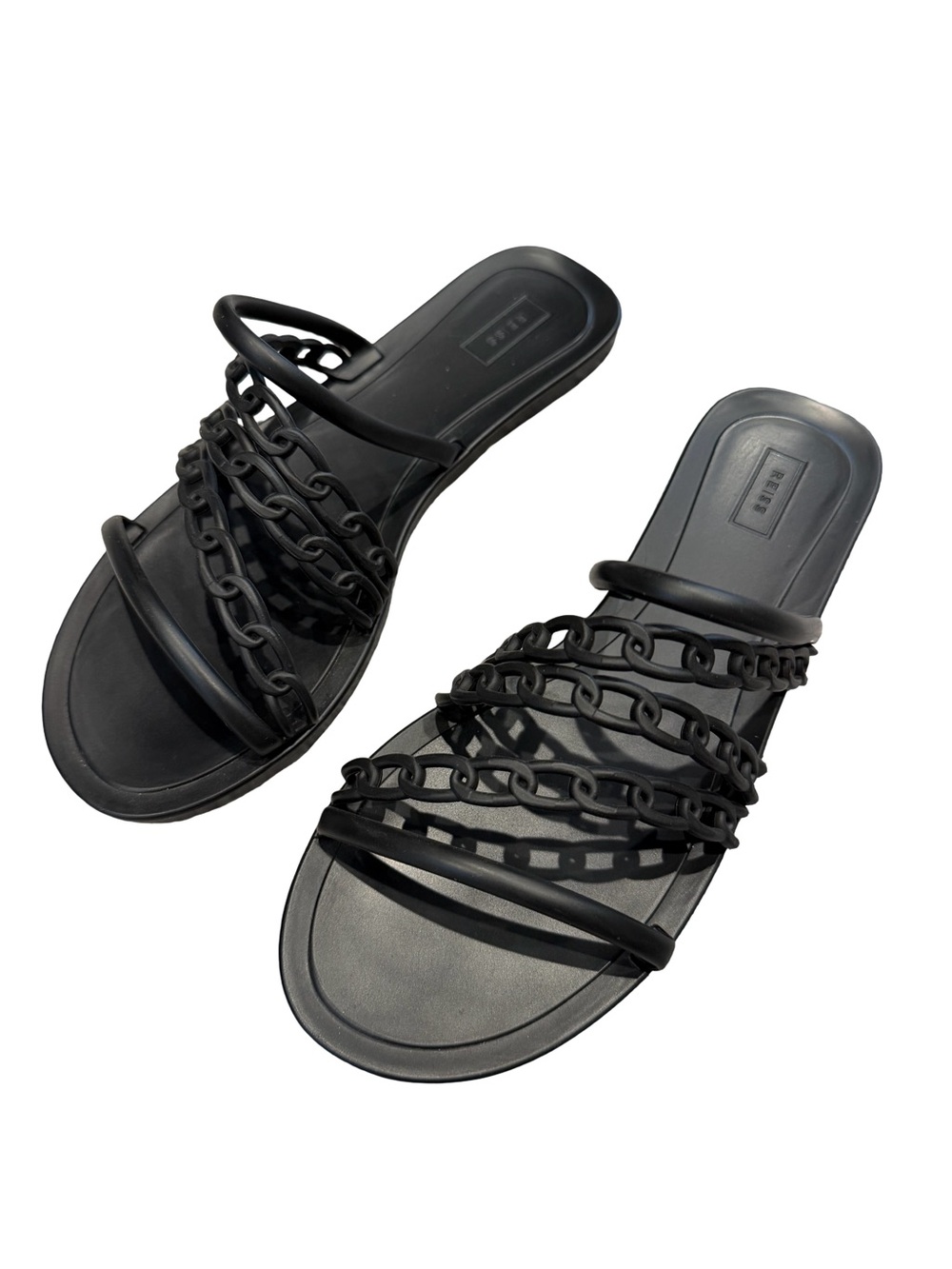 Reiss Black Multi-Chain Slide Sandals